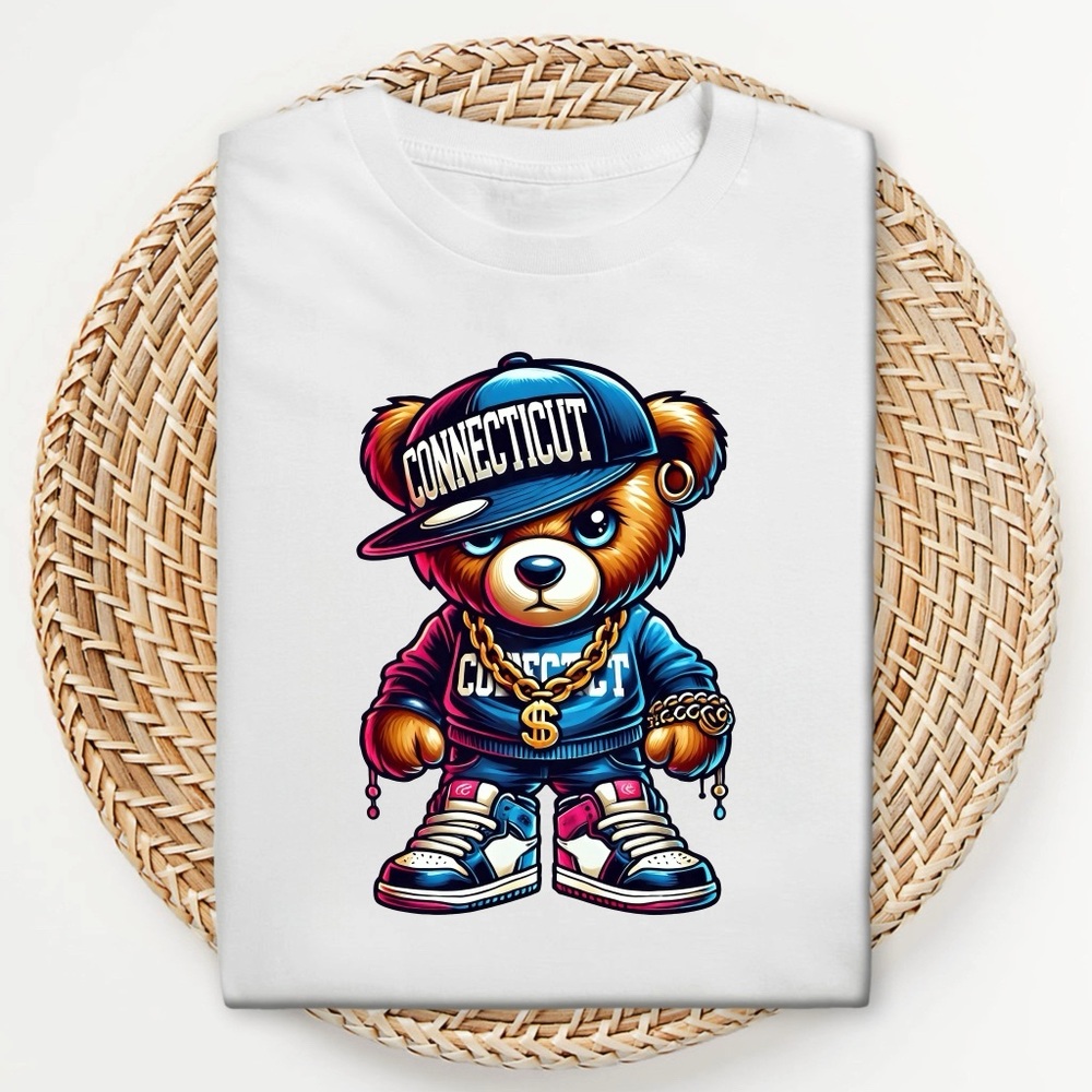 Connecticut Cartoon Urban Bear Short Sleeve Tee